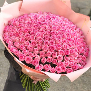 Букет 201 розовая роза с красивым оформлением