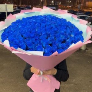 Букет 151 синяя роза с упаковкой